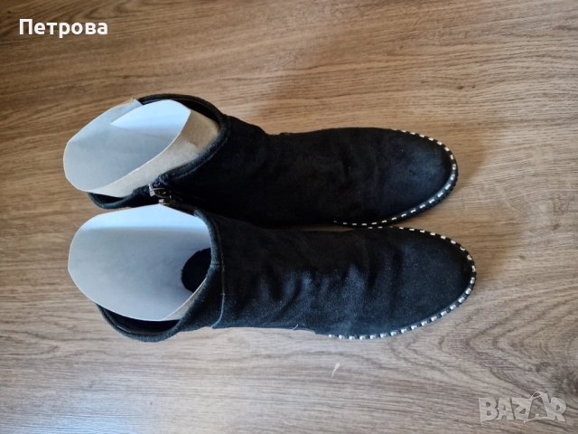 Дамски черни боти ест. велур, снимка 4 - Дамски боти - 52024973