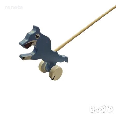 Играчка, За бутане, Дървена, Синя