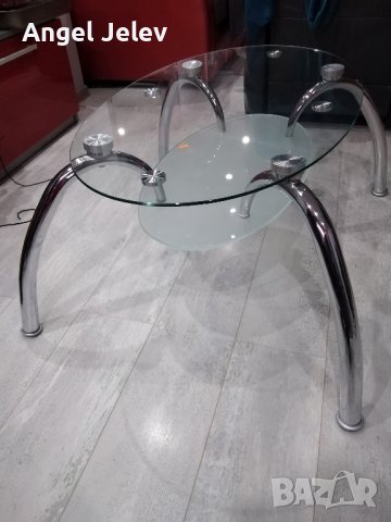 стъклена холова маса с две стъкла, снимка 2 - Маси - 43181889