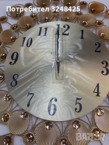 Часовник златен Паун, безшумен механизъм, снимка 5 - Стенни часовници - 37527273