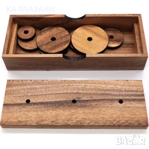 Луксозна дървена Ханойска кула с 9 пръстена K019, снимка 3 - Игри и пъзели - 50217810