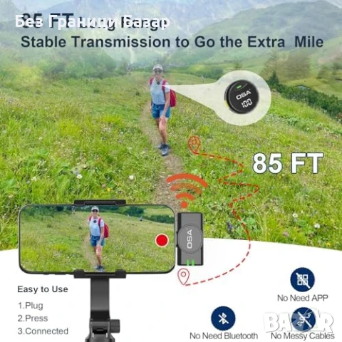 Нов Безжичен микрофон за iPhone Android TikTok Vlog USB-C 40 часа, снимка 4 - Друга електроника - 51208056