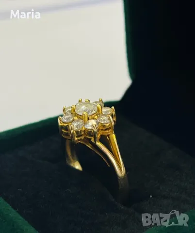 Дамски пръстен жълто злато и брилянти, снимка 8 - Пръстени - 49970698