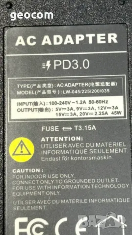 Type-C 45W ново зарядно (5/9/12/15/20V-2.25A/45W), снимка 6 - Захранвания и кутии - 50208045