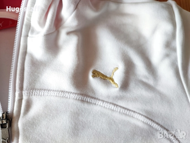 Оригинален Дамски бял суичър худи горнище качулка цип Пума Puma Л, снимка 4 - Якета - 52084595
