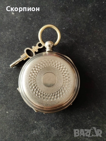 Швейцарски джобен часовник 1900г. с посребрени капаци - с ключе - ПЕРФЕКТЕН - ПРОМОЦИЯ, снимка 4 - Джобни - 48361698