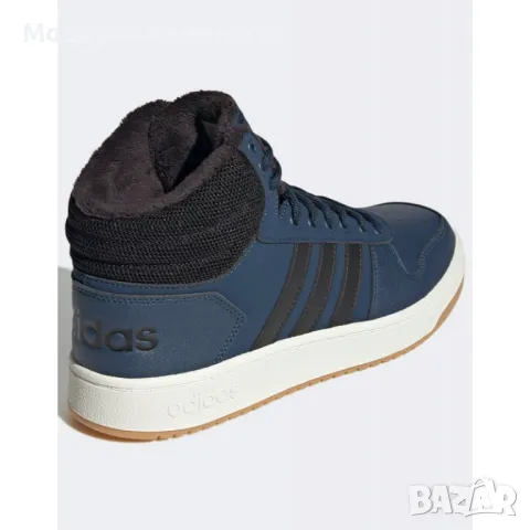 Мъжки зимни обувки ADIDAS Hoops 2.0 Mid Shoes Navy, снимка 2 - Мъжки боти - 47951563