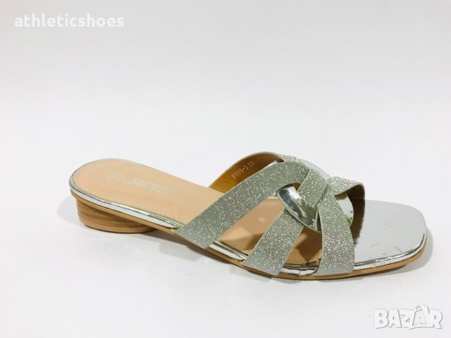 Дамски официални чехли в златно ,сребърно и черно, снимка 3 - Чехли - 32951781