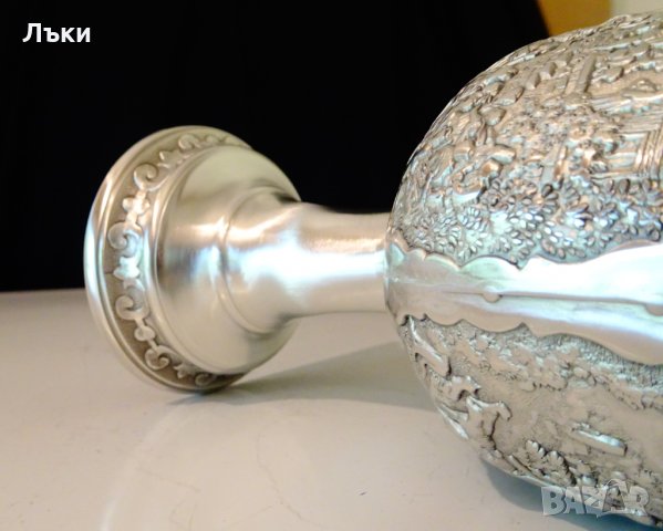 Бокал от калай за вино,релефни селски картини,авторски. , снимка 7 - Антикварни и старинни предмети - 33670020