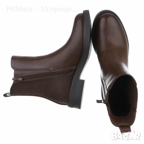 Дамски боти до глезена, еко кожа, КАФЯВИ, снимка 3 - Дамски боти - 51891132