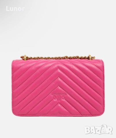 Оригинална розова Чанта Pinko Leather Shoulder Bag, снимка 4 - Чанти - 52456964