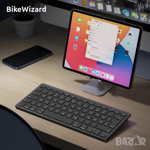 Emetok Bluetooth клавиатура ултратънка съвместима с iPad  и др. НОВА, снимка 4 - Клавиатури и мишки - 43575030