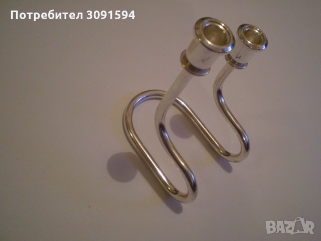 Посребрен двоен свещник, снимка 2 - Други - 34581152