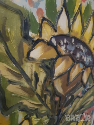 Релефна картина рисувана с маслени бои,подписана, снимка 3 - Картини - 43846214