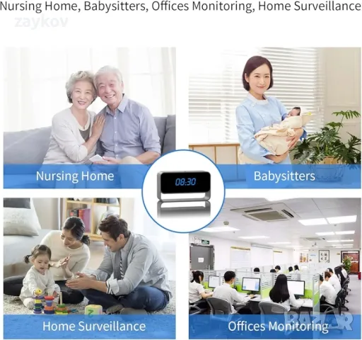 Настолен часовник iUni CP27, 1080P, Wi-Fi, P2P, Съвместим Android / iOS, Сензор за движени, снимка 3 - Камери - 46565261