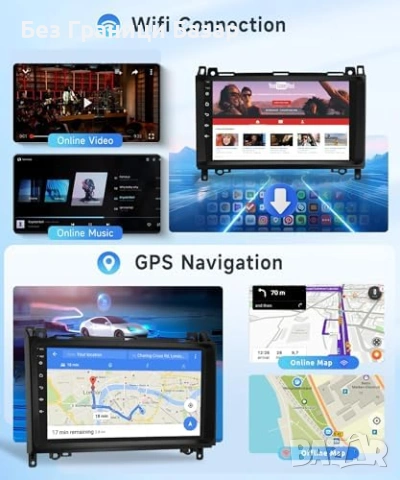 Нова Android навигация 9'' за кола Mercedes Sprinter Vito Viano GPS WiFi , снимка 4 - Друга електроника - 53017700