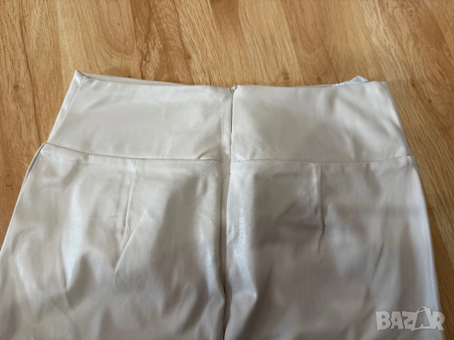 Нова кожена пола в цвят много светло бежово, снимка 6 - Поли - 52719966