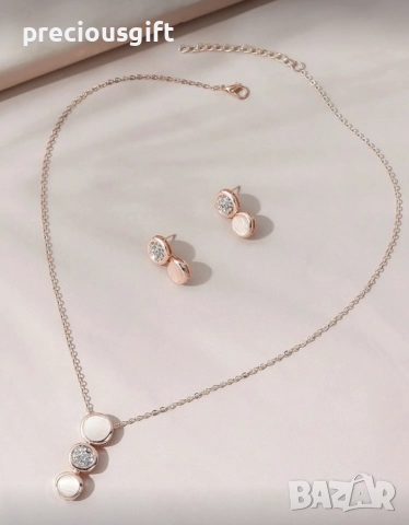 Комплект бижута от две части - колие и обеци, снимка 2 - Бижутерийни комплекти - 52213553