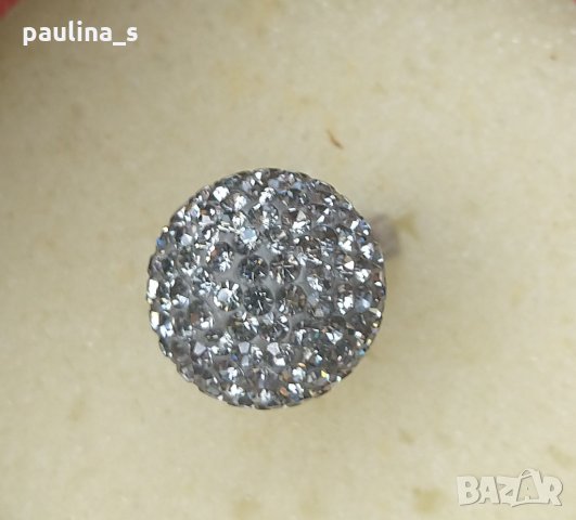 Три различни броя / Сребърен пръстен топка с кристали "Swarovski" / проба 925 и Житен клас , снимка 5 - Пръстени - 26286330