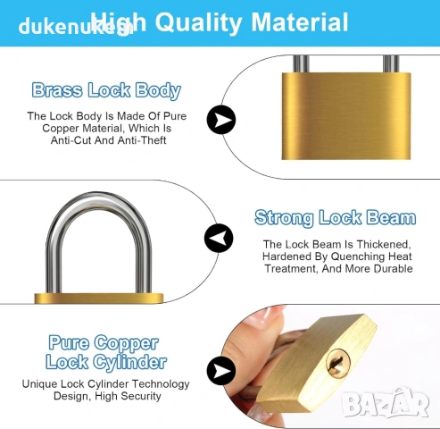 5 броя Катинари 30 мм, месинг + ключове, снимка 3 - Други стоки за дома - 53244249