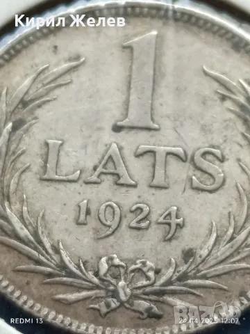 Сребърна монета 1 лат 1924г. Латвия Първа република за КОЛЕКЦИЯ 41258, снимка 4 - Нумизматика и бонистика - 50018712
