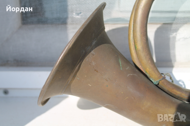 Стара военна месингова ловна тръба, снимка 2 - Антикварни и старинни предмети - 44911210