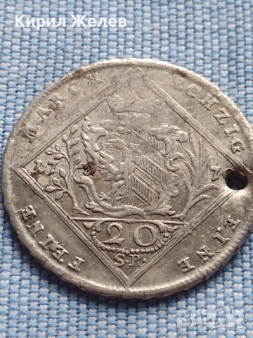Сребърна монета 20 кройцера 1770г. Йозеф втори Нюрнберг Свещена Римска Империя 13759