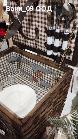 Заредена кошница за пикник от плетено дърво, снимка 10 - Други - 40767431