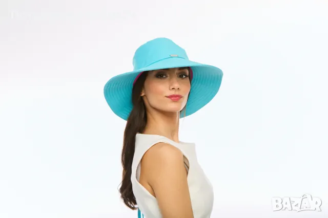 Лятна Дамска Шапка Justine - Тюркоаз, снимка 2 - Шапки - 49478781