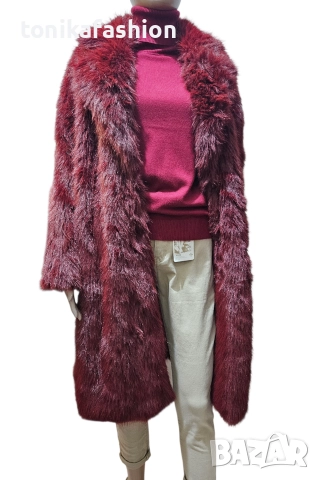 Палто с еко косъм