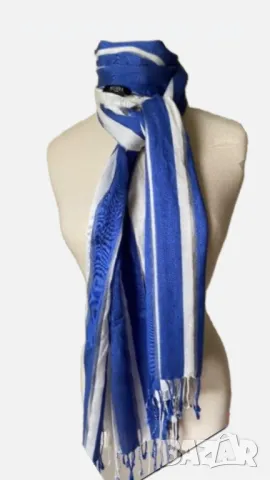 Бял шал на сини райета Hobbs, 20 % коприна/ летен шал, снимка 7 - Шалове - 42989639