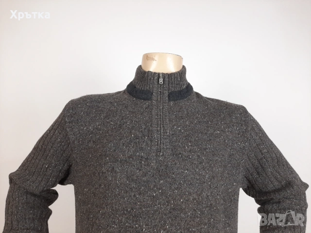 Bogner - Оригинален мъжки пуловер от вълна с цип р-р 52 / L, снимка 6 - Пуловери - 53464185