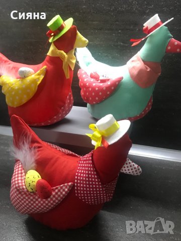 Текстилни кокошки за декорация, снимка 2 - Декорация за дома - 32420501