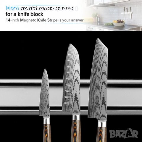 КАЧЕСТВЕНА МАГНИТНА ПОСТАВКА ЗА НОЖОВЕ, АЛУМИНИЕВА, снимка 9 - Други стоки за дома - 39984680