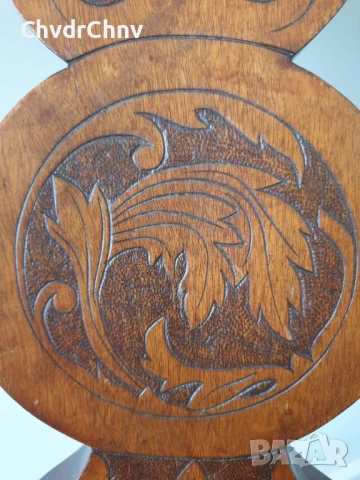 Стар дървен стол на винт/регулируем/с подлакътници/дърворезба/83см, снимка 7 - Антикварни и старинни предмети - 51312138