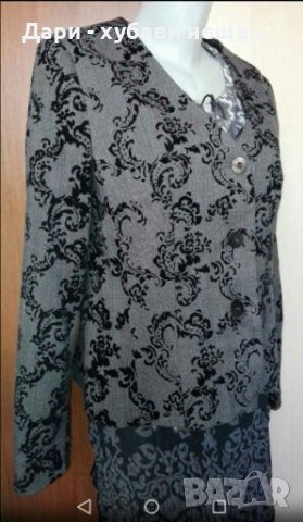 Елегантно сако в сиво и черно, с  велур🍀❤M/L,L❤🍀арт.461, снимка 2 - Сака - 36676294