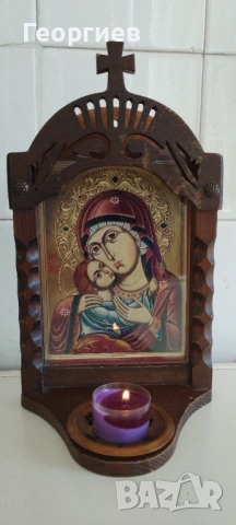 Дървена бъклица от 1910 г.Руска лъжици кутия.Дървен домашен иконостас., снимка 8 - Антикварни и старинни предмети - 49421945