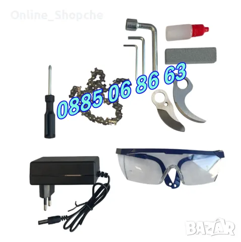 Комплект акумулаторна резачка и лозарска ножица с дисплей 36V 8Ah с телескопичен прът, снимка 11 - Градинска техника - 50015394