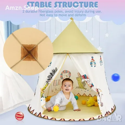 Детска палатка тип Индианска Юрта за вътрешно и външно ползване, снимка 11 - Други - 48605808