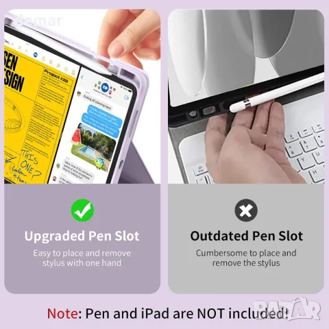 Калъф BQDIYOO с клавиатура за iPad 10-то поколение 10,9 инча, 7 цвята подсветка, лилав, снимка 7 - Таблети - 48426495