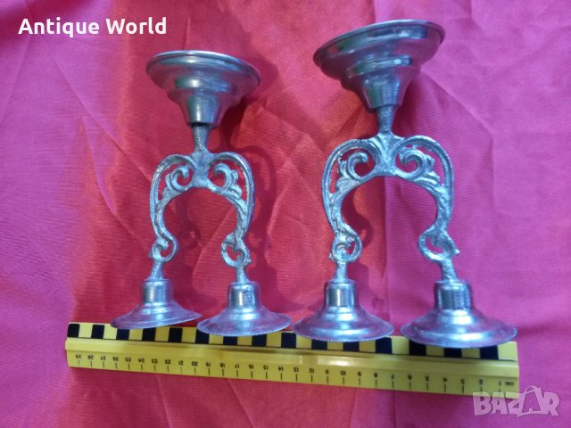Комплект Стари Метални Свещници Двойки, снимка 4 - Антикварни и старинни предмети - 26241343