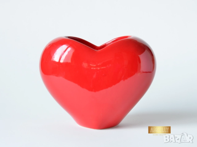 Керамично Ваза за Цветя с Форма на Червено Сърце / Саксия за Растения/ Подарък за Приятелка, снимка 7 - Вази - 52417587