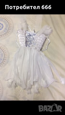Бяла рокля ангелче с криле карнавална, снимка 1 - Детски рокли и поли - 35378354