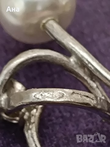 Висулка сребърна с циркони и перли Буква ДД, снимка 3 - Колиета, медальони, синджири - 43923533