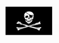 Пиратско знаме 90 х 150 см. с метални капси / халки . Череп и кости Jolly Roger, снимка 1 - Други стоки за дома - 28567328
