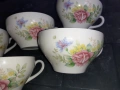 Дулево - съветски порцелан 5 чаши златен кант и роза, снимка 4
