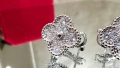 Van Cleef & Arpels VCA Silver Diamonds Clips Vintage Alhambra Дамски Обеци, снимка 11