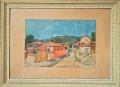 Картина, пейзаж, стари къщи, худ. М. Чепанов (1926-2002), снимка 1