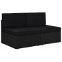 Двуместен модулен диван, полиратан, черен, снимка 1 - Дивани и мека мебел - 43483377