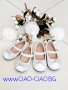№19-№24, Бели бебешки официални обувки-Балеринки за момиче със сребриста панделка, снимка 1 - Бебешки обувки - 36102615